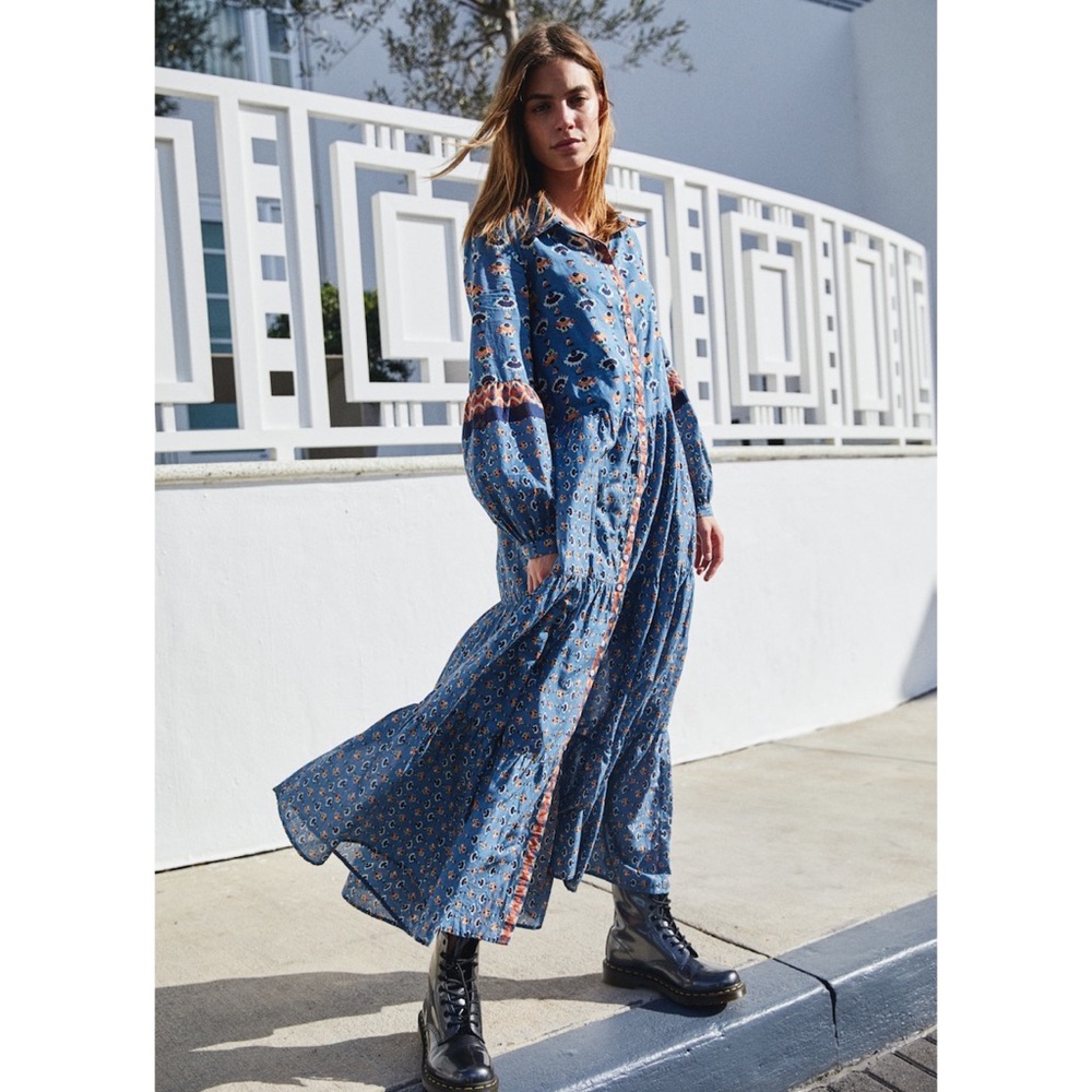 FREE PEOPLE PAPILLON maxi dress button front small